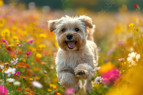 Terrier in einem Wildblumen Feld © Fatih