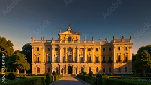 The beautiful atmosphere of Doria Pamphilj Villa in the morning, smooth looping video animation photo