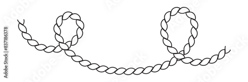 Repeating rope set. Seamless hemp cord line collection. Outline chain, braid, plait stripe bundle. Horizontal decorative plait pattern. Vector marine twine design elements for banner, poster, frame