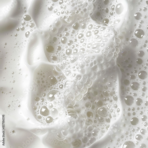 close-up white thick airy foam with bubbles
