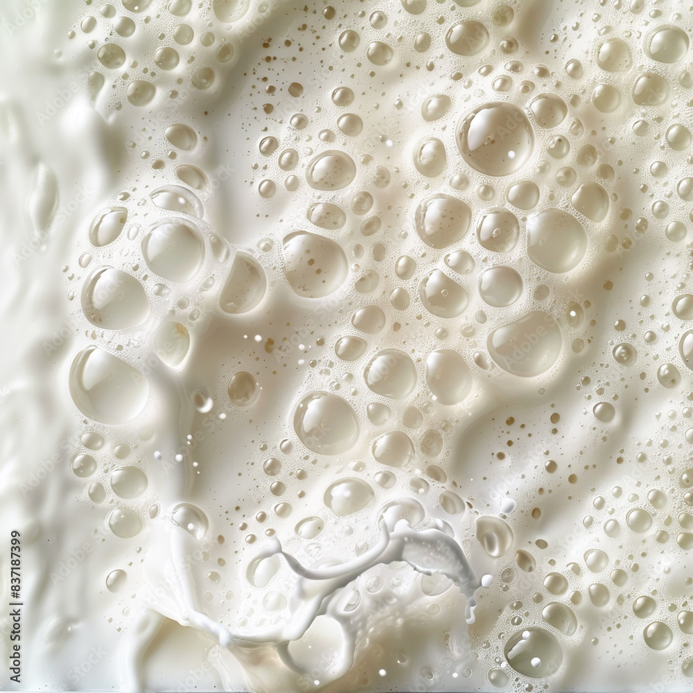 close-up white thick airy foam with bubbles