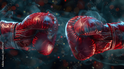 2 Boxing Gloves Punching Each Other, world sports day, Boxing Gloves, Generative Ai