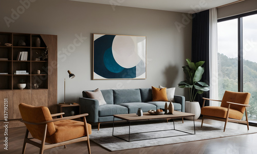 Interior designer is adding the final details to a client's living room, ensuring that the space is both fashionable and practical