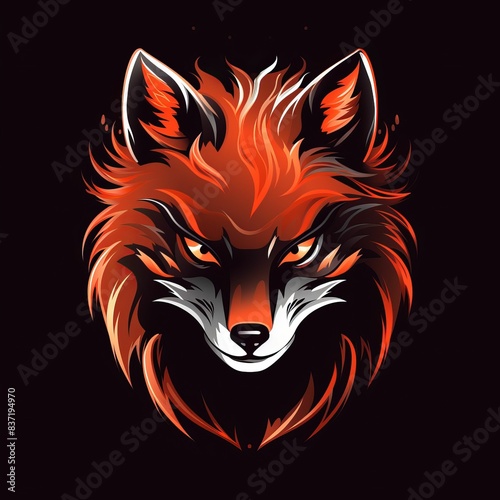 A fox with a fiery mane and a menacing look on its face