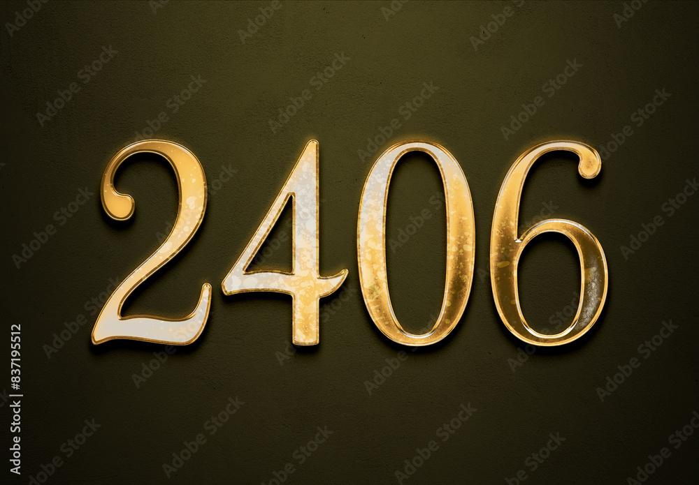 Old gold effect of 2406 number with 3D glossy style Mockup. Old gold effect of 2406 number with 3D glossy style Mockup.