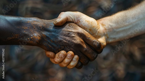Close-Up of Diverse Hands Shaking in Unity, Symbolizing Friendship, Partnership, and Cooperation Across Cultures and Races © owen