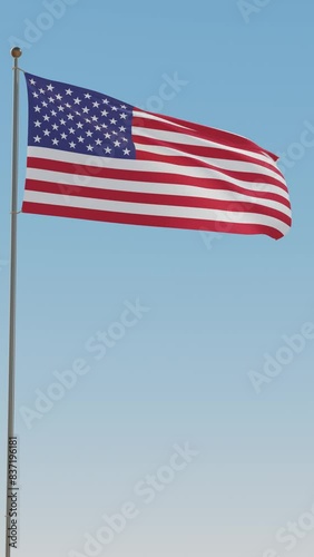 Looping 3D render animation of the Flag of the United States