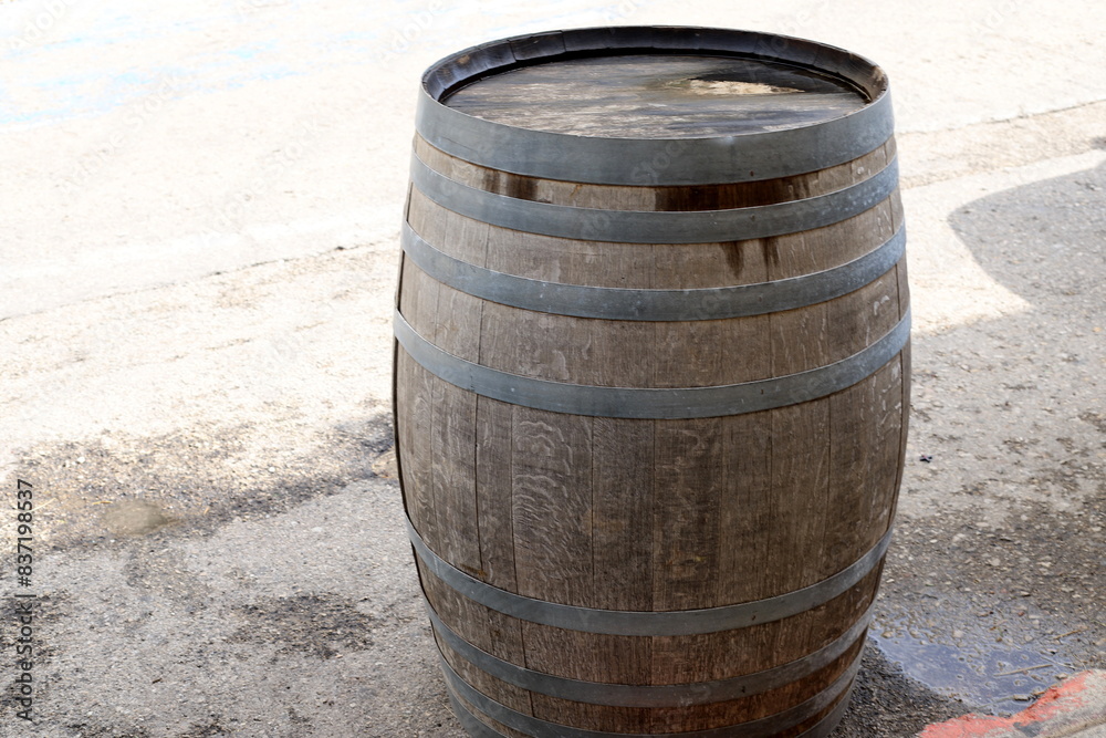 Two hundred -liter barrel for storing and transporting liquids. Two hundred -liter barrel for storing and transporting liquids.