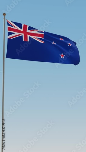 Looping 3D render animation of the Flag of New Zealand