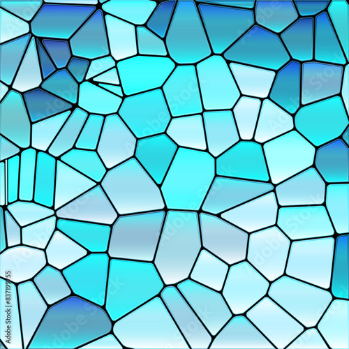 abstract vector stained-glass mosaic background - blue
