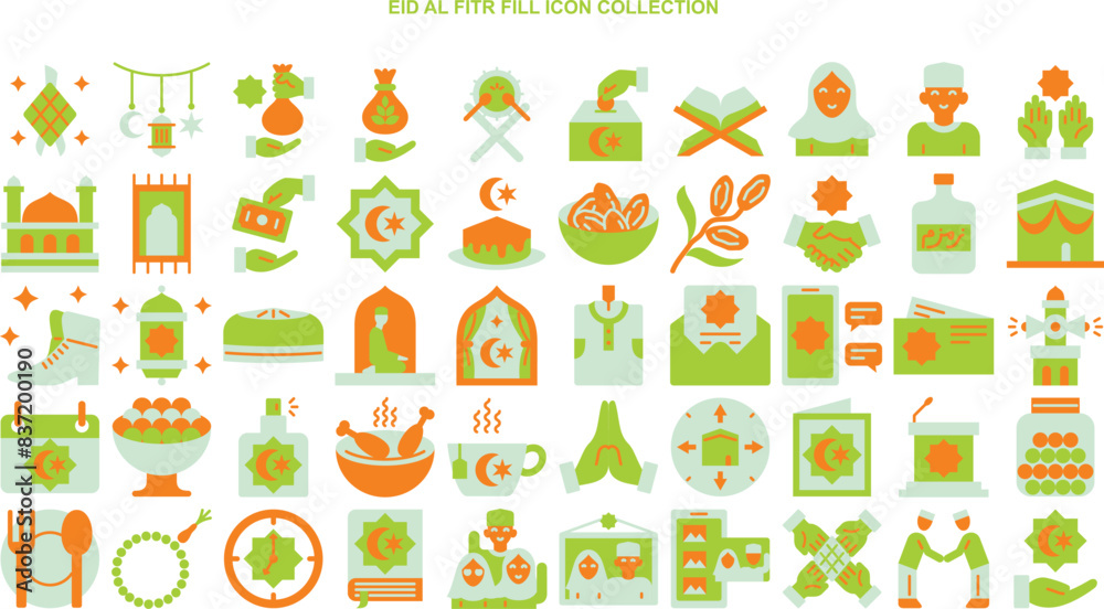 a set of eid mubarak icons in fill color style a set of eid mubarak icons in fill color style