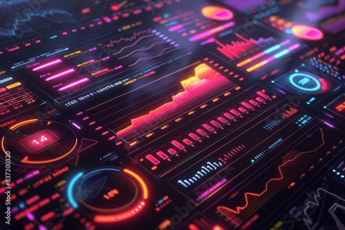 Innovative futuristic dashboard concept with futuristic infographic widgets