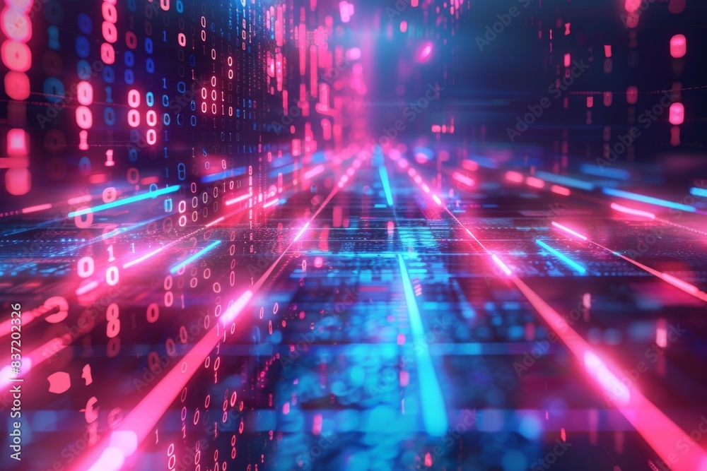 Digital Binary Technology Background created with Generative AI Digital Binary Technology Background created with Generative AI