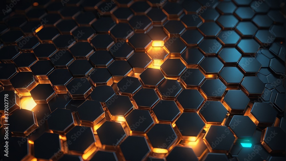 Abstract Hexagon Pattern with Glowing Lights Abstract Hexagon Pattern with Glowing Lights