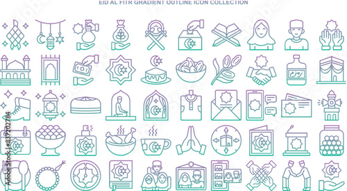 a set of eid mubarak icons in gradientstyle