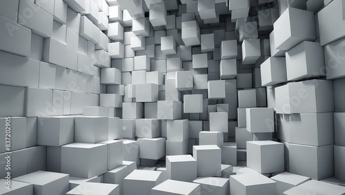 Abstract white cubes background