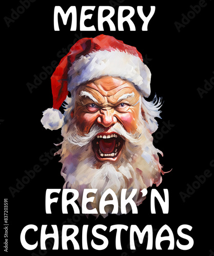 An angry Santa Claus expresses his dissatisfaction with Christmas in this generative AI image.