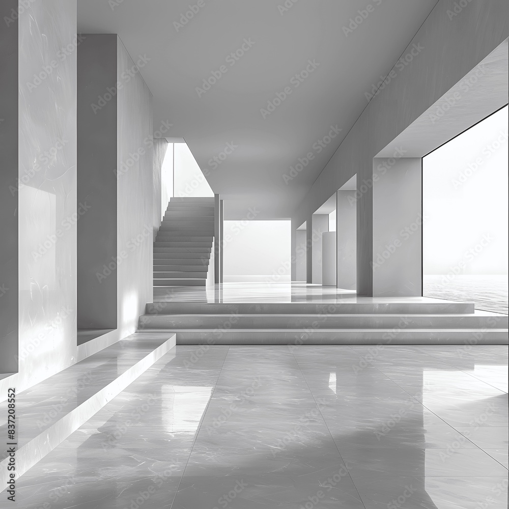 Obraz premium Minimalist light gray to white gradient.