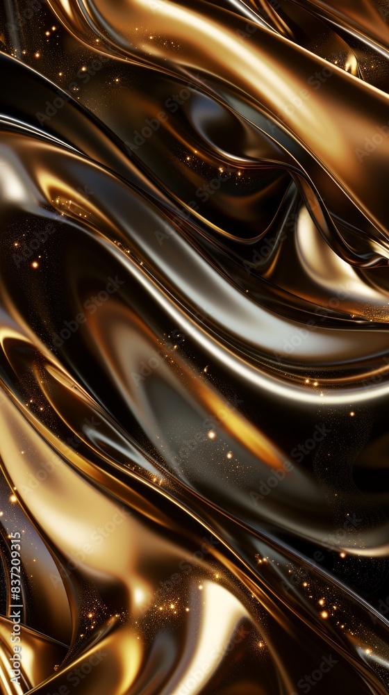 Metallic abstract wavy liquid background layout design tech innovation