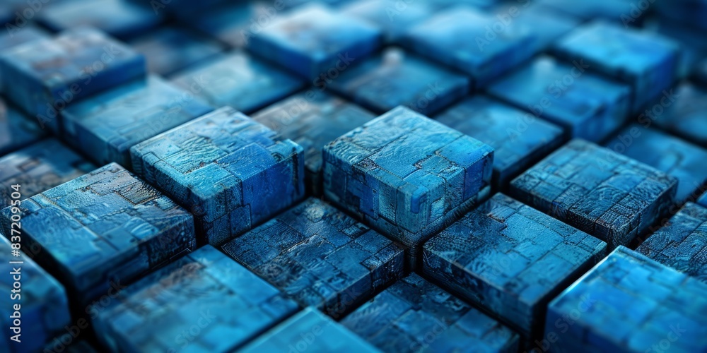 Blue 3D Blocks neatly organized to make a Futuristic abstract background. Blue 3D Blocks neatly organized to make a Futuristic abstract background.