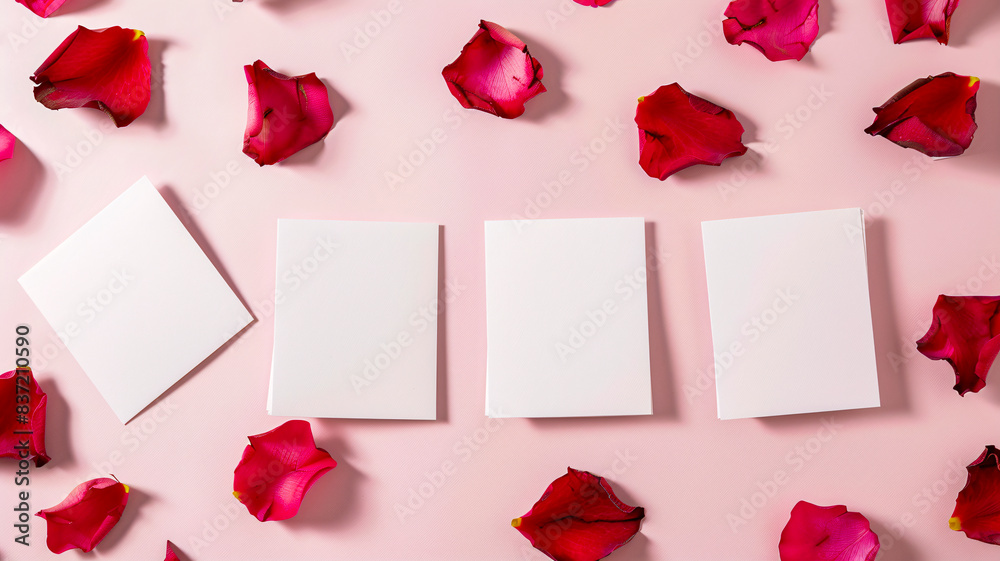 Invitation card mockup surrounded with flower Invitation card mockup surrounded with flower