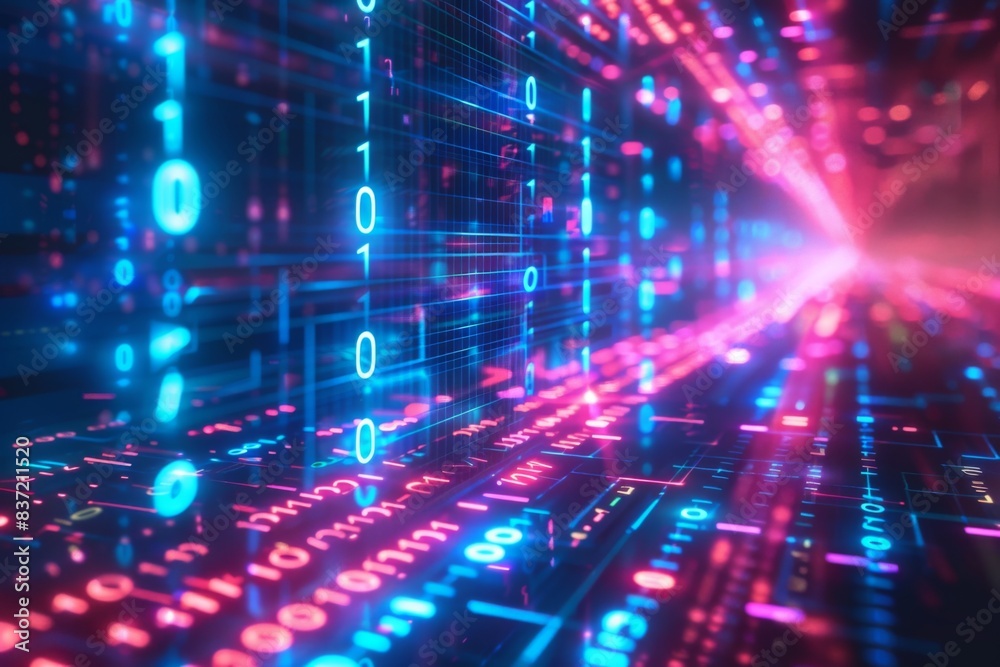Digital Binary Technology Background created with Generative AI Digital Binary Technology Background created with Generative AI