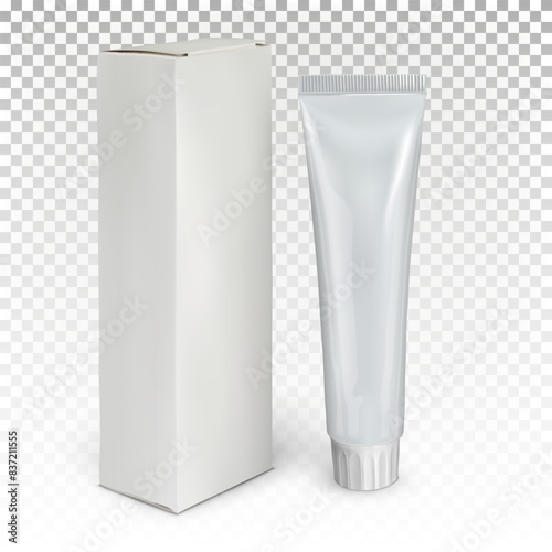 white tube and box isolated vector illustration