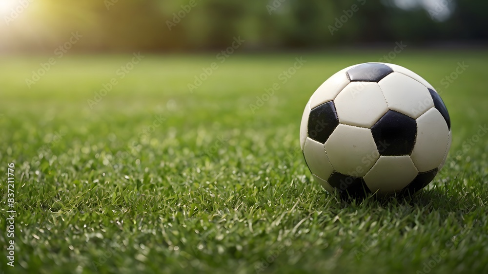 soccer ball on green grass field. sports, football background soccer ball on green grass field. sports, football background
