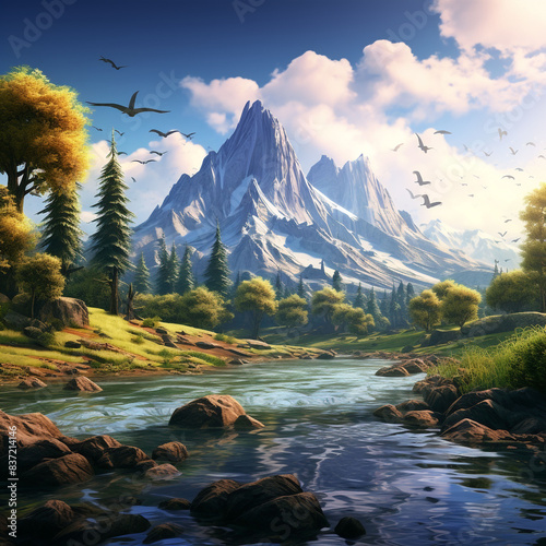 mountain river in autumn photo