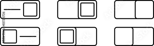 Set of toggle icons. Toggle switch line icon. Switch on and off slider. Switch Button Icon for Devices User Interface. Isolated Vector illustration.