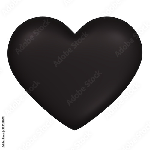 3D black heart.Heart vector isolated on white background.