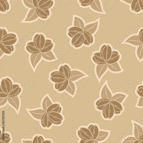 Coffee beans seamless pattern background. Coffee beans pattern background