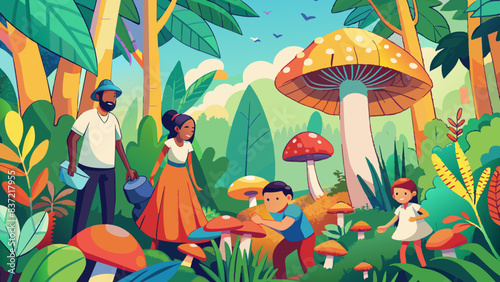 Family Adventure in Enchanted Mushroom Forest