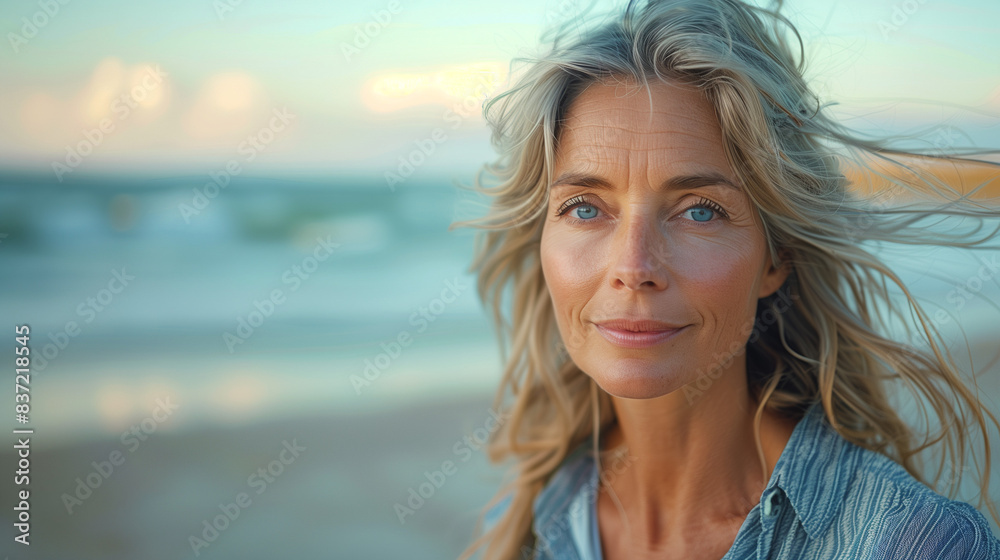 Woman on beach background (summer, sea, vacation) Woman on beach background (summer, sea, vacation)