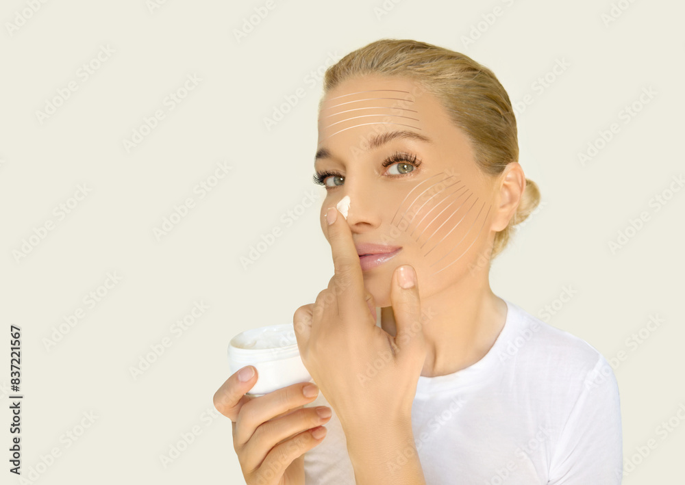 Skin solutions.Concept of rejuvenation,detecting ageing signs Skin solutions.Concept of rejuvenation,detecting ageing signs