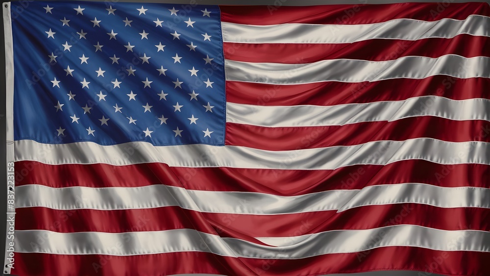 Fototapeta premium United States flag in a detailed close-up, occupying the entire visible area.