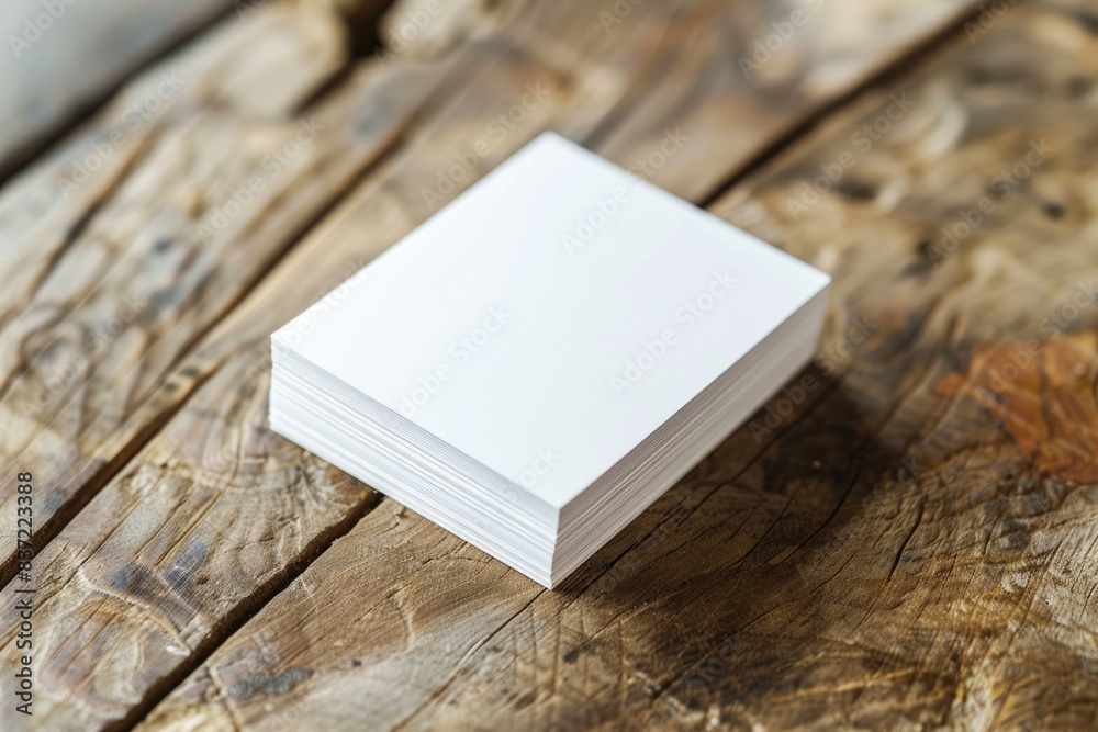 Fototapeta premium Blank business cards on wooden table. Mockup for branding identity