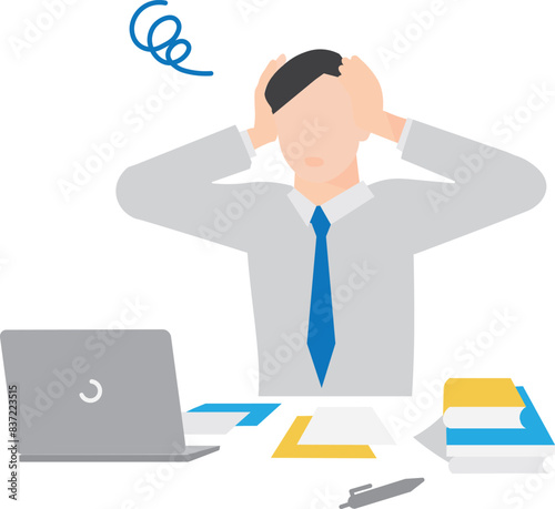 businessman with laptop-Businessman blue failure - one man - upper body - Simple Illustration Vector Material
