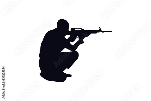 Vector silhouette of person shooting.