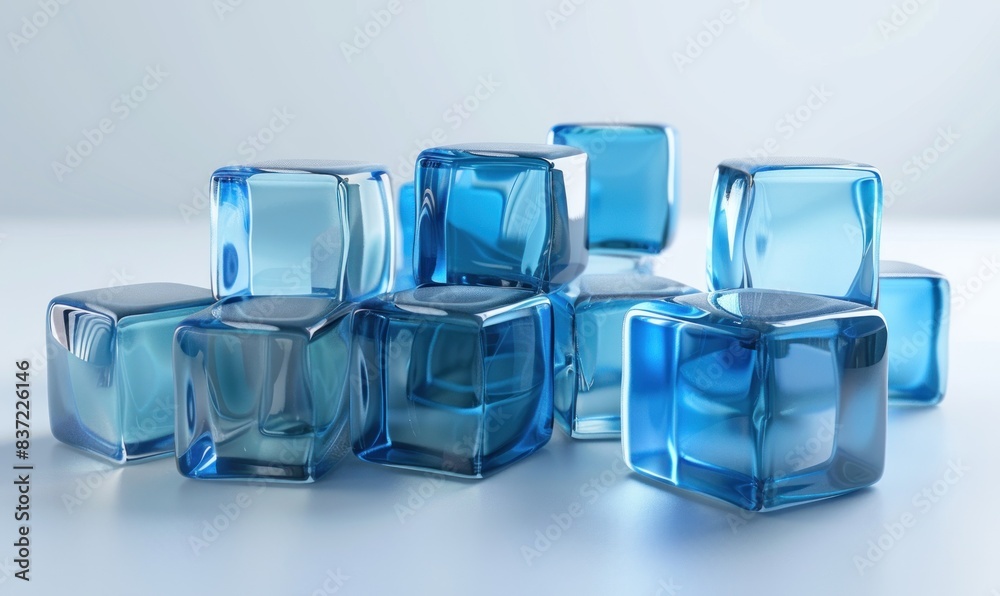 blue glass cubes on white background blue glass cubes on white background