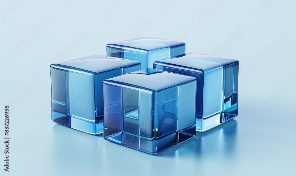 Obraz premium blue ice cubes on white background.