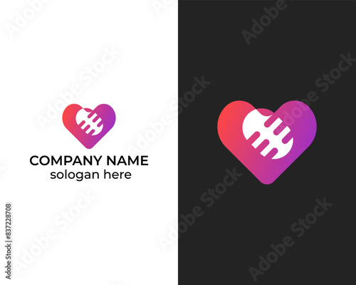 Modern Love icon with podcast combination logo design vector