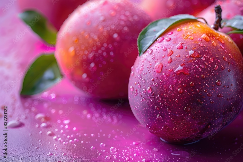 Yellow plums on a light pink background Yellow plums on a light pink background