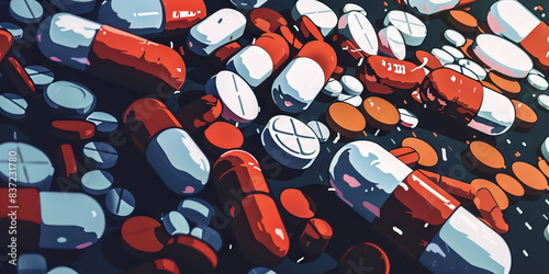 Unfulfilled potential because of drugs and pill addiction. Concept of struggle and medicine.