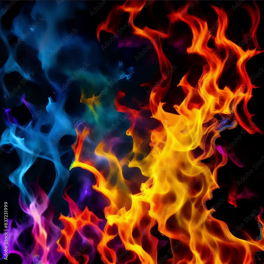 Colorful flames and smoke spread out ai generated. Colorful flames and smoke spread out ai generated.