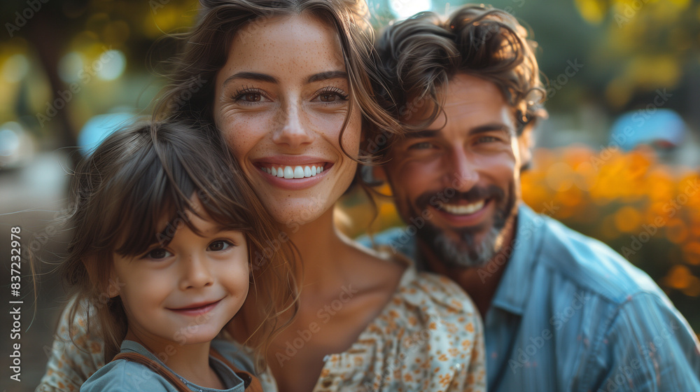 Obraz premium Family Portrait. Woman, man and child