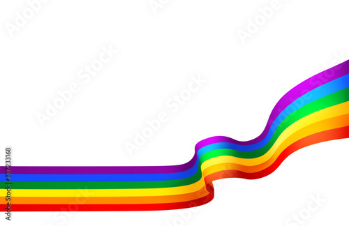 Rainbow ribbon, lgbt flag, line color, festival day. Vector