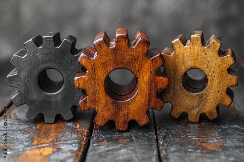 An illustration of individuals working together. Every individual shows an iron gear, which means working with colleagues with effective teamwork. An illustration of individuals working together. Every individual shows an iron gear, which means working with colleagues with effective teamwork.