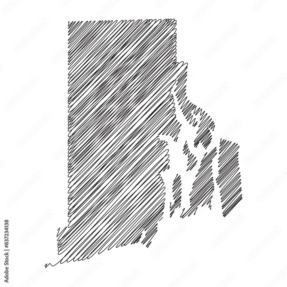 Rhode Island US state thread map line vector illustration