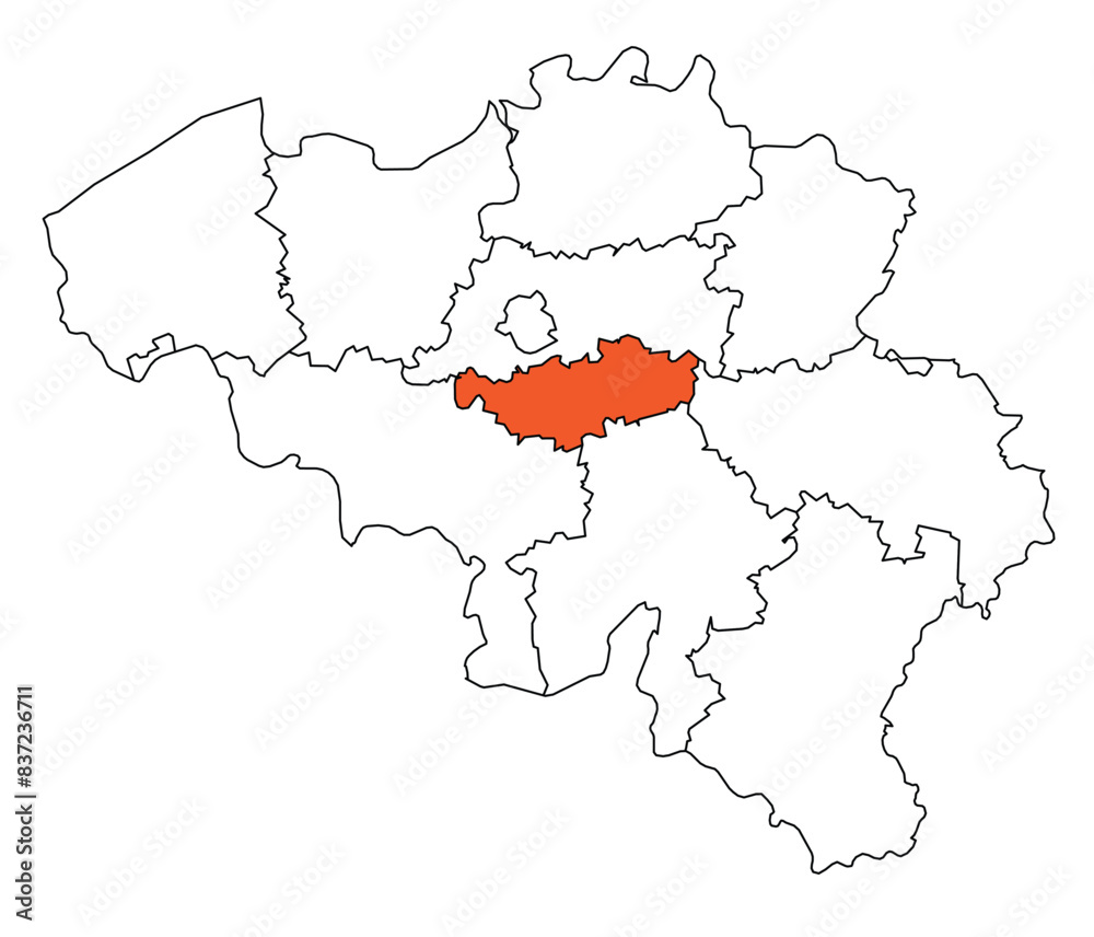 Fototapeta premium Outline of the map of the region of Belgium - Brabant Walloon